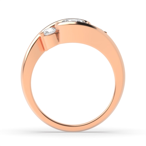 Channel Setting Round Rose Gold Kissing Trilogy Engagement Rings