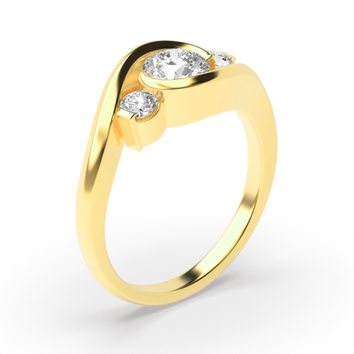 Channel Setting Round Yellow Gold Kissing Engagement Rings