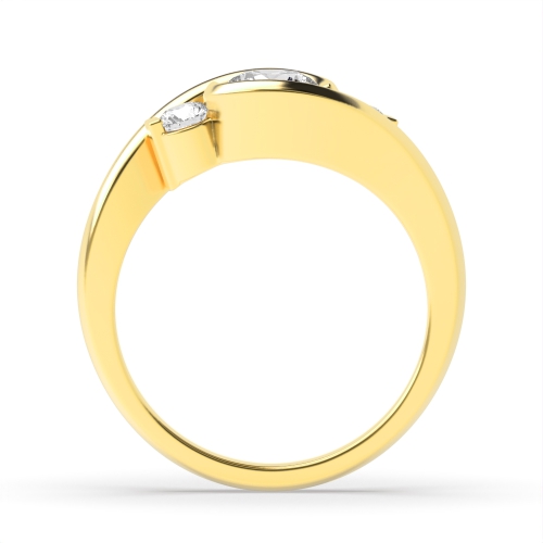Channel Setting Round Yellow Gold Kissing Engagement Rings