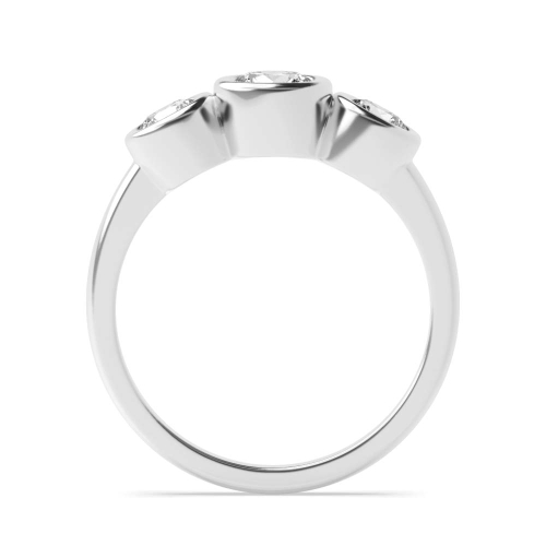 Bezel Setting Round Graduated Naturally Mined Diamond Trilogy Engagement Rings