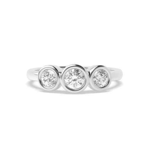 Bezel Setting Round Platinum Graduated Trilogy Engagement Rings