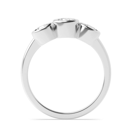 Bezel Setting Round Platinum Graduated Trilogy Engagement Rings