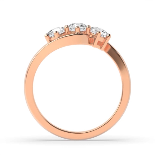 4 Prong Round Rose Gold Delicate kissing Trilogy Engagement Rings