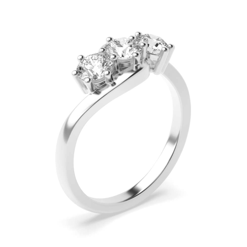 4 Prong Round Delicate kissing Trilogy Engagement Rings