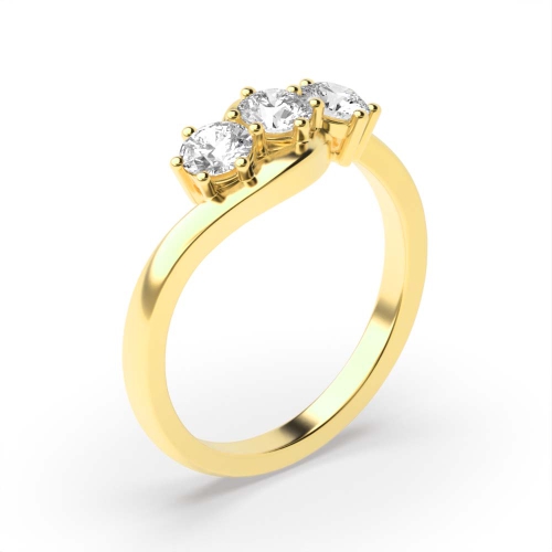 4 Prong Round Yellow Gold Delicate kissing Engagement Rings