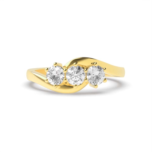 4 Prong Round Yellow Gold Delicate kissing Engagement Rings