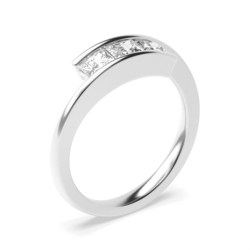 Channel Setting Princess Crossover Naturally Mined Diamond Trilogy Engagement Rings