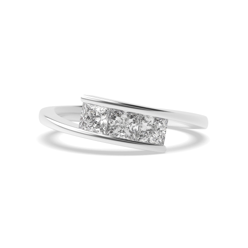 Channel Setting Princess Crossover Naturally Mined Diamond Trilogy Engagement Rings