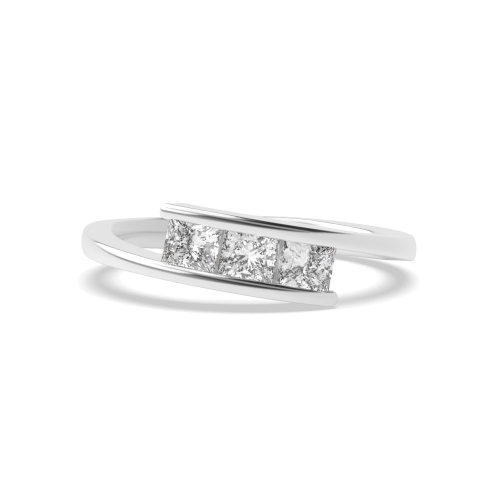 Channel Setting Princess Platinum Crossover Trilogy Engagement Rings