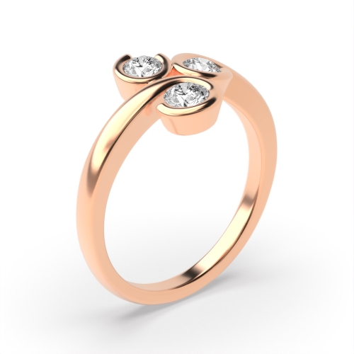 Channel Setting Round Rose Gold Trio Trilogy Engagement Rings