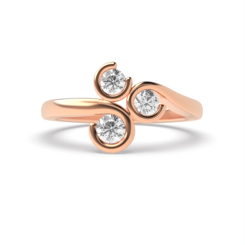 Channel Setting Round Rose Gold Trio Trilogy Engagement Rings