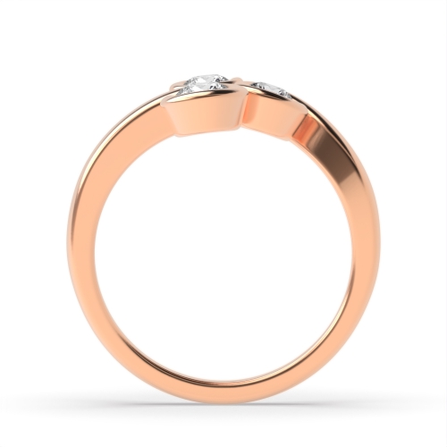 Channel Setting Round Rose Gold Trio Trilogy Engagement Rings