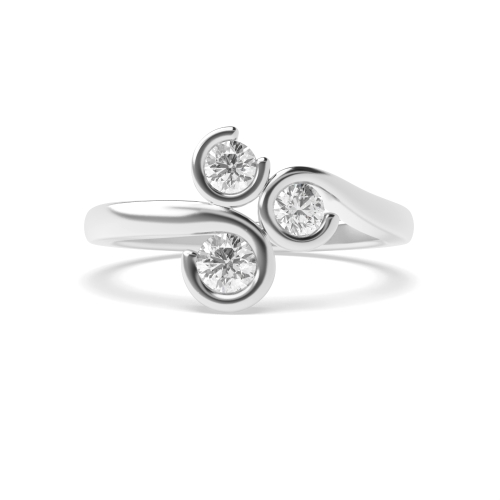 Channel Setting Round Trio Naturally Mined Diamond Trilogy Engagement Rings