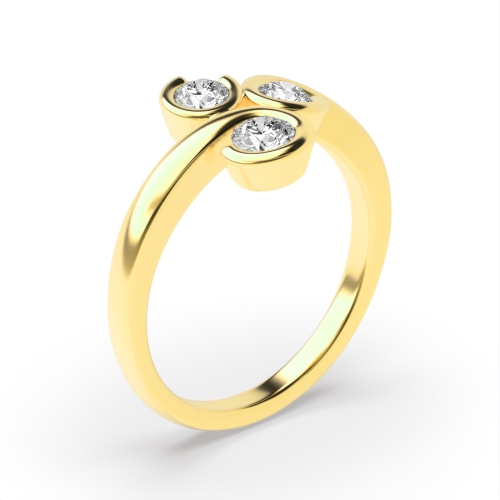 Channel Setting Round Yellow Gold Trio Trilogy Engagement Rings