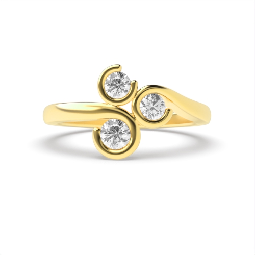 Channel Setting Round Yellow Gold Trio Trilogy Engagement Rings
