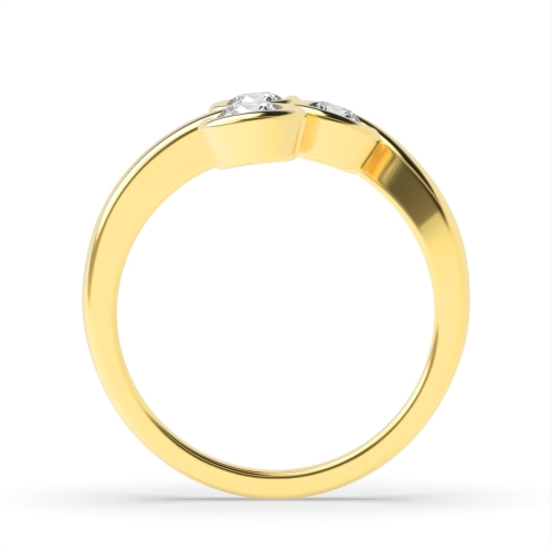 Channel Setting Round Yellow Gold Trio Trilogy Engagement Rings
