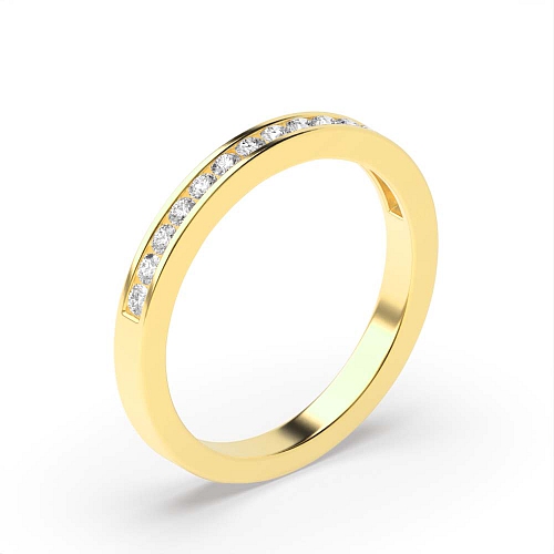 Channel Setting Round Yellow Gold Celestial veil Eternity Diamond Rings