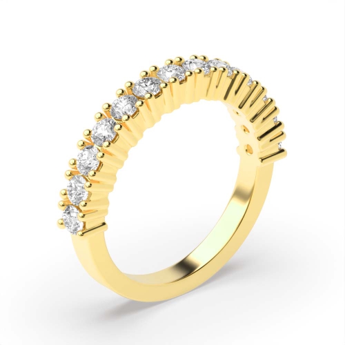 4 Prong Round Yellow Gold Radiant silence Eternity Diamond Rings