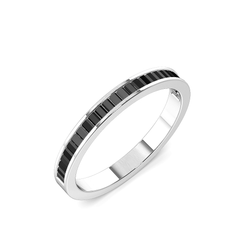 2.5mm to 3.5mm - Half Eternity Channel Setting Baguette Black Diamond Ring