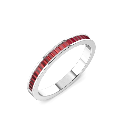 2.5mm to 3.5mm - Half Eternity Channel Setting Baguette Ruby Ring