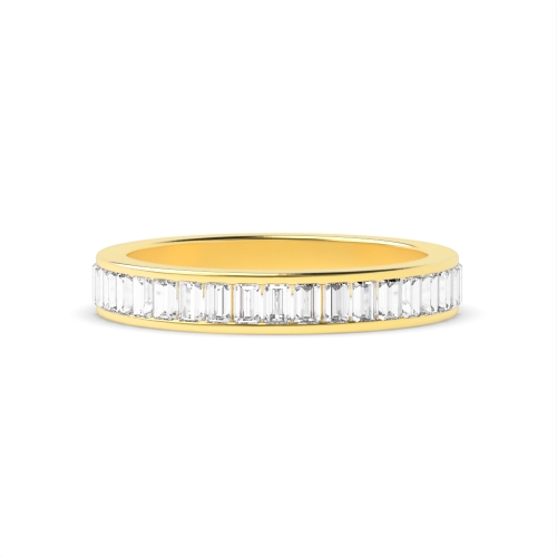 Channel Setting Baguette Yellow Gold Half Eternity Diamond Ring