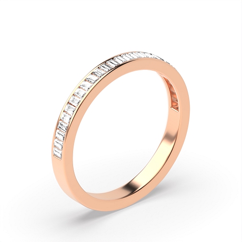 Channel Setting Baguette Rose Gold classic luxe Half Eternity Diamond Rings