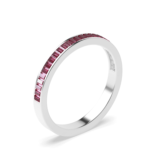 Channel Setting Baguette classic luxe Ruby Diamond Rings