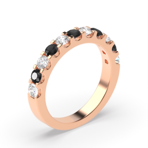 Buy Half Eternity 4 Prong Round Black Diamond Ring - Abelini