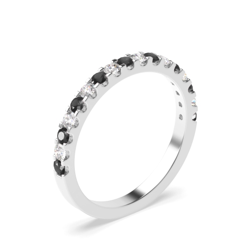 Half Eternity 4 Prong Round Black Diamond Ring (2.0mm-3.0mm)