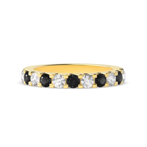 Channel Setting Round Yellow Gold And white Lab Grown Diamond Rings