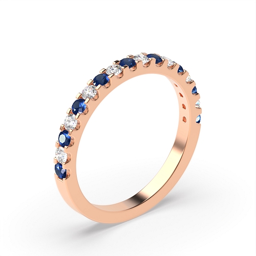 Channel Setting Round Rose Gold Alternate diamond and Lab Grown Diamond Rings