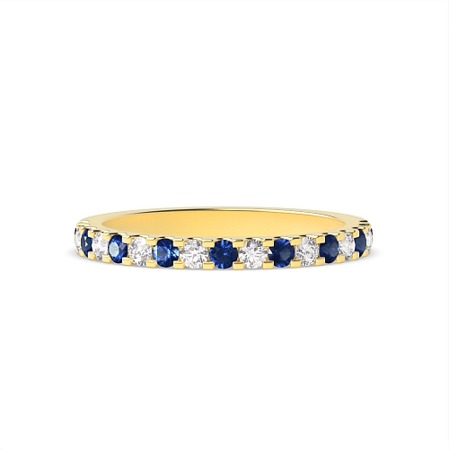 Channel Setting Round Yellow Gold Alternate diamond and Lab Grown Diamond Rings