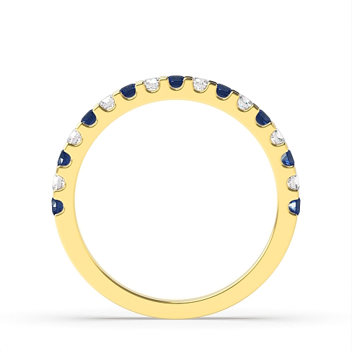 Channel Setting Round Yellow Gold Alternate diamond and Lab Grown Diamond Rings
