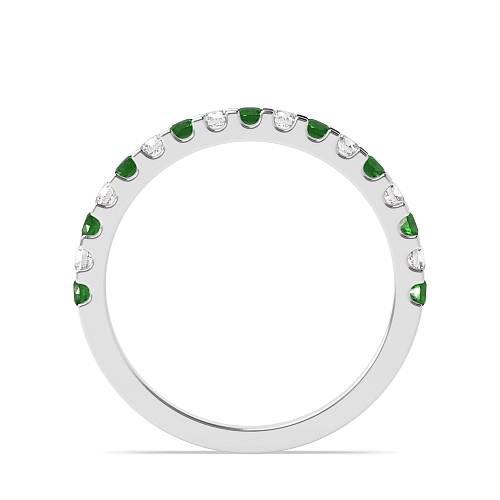 Channel Setting Round White Gold Alternate diamond and Naturally Mined Gemstone Diamond Rings