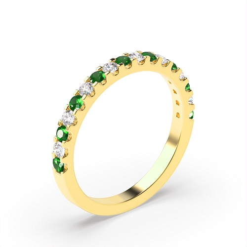 Channel Setting Round Yellow Gold Alternate diamond and Lab Grown Diamond Rings