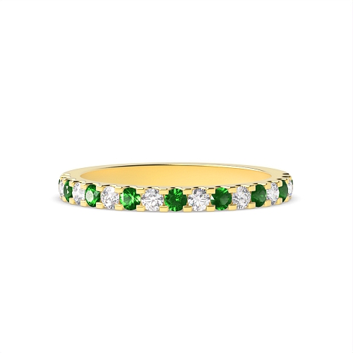 Channel Setting Round Yellow Gold Alternate diamond and Lab Grown Diamond Rings