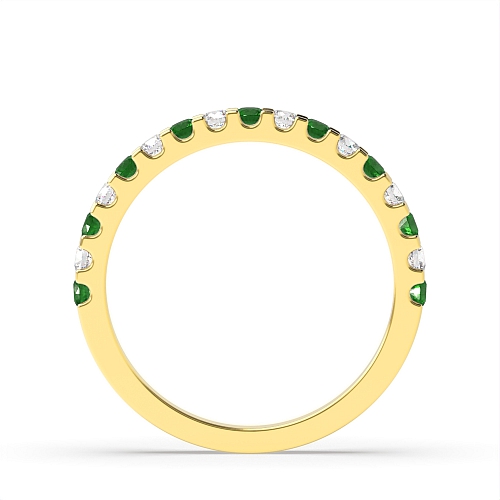 Channel Setting Round Yellow Gold Alternate diamond and Lab Grown Diamond Rings