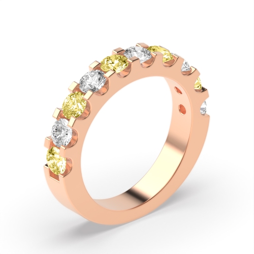 Channel Setting Round Rose Gold Shared claw alternate colored lab Eternity Diamond Rings