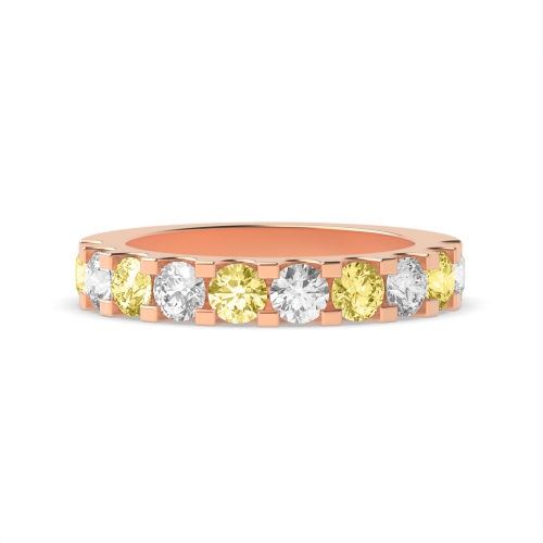 Channel Setting Round Rose Gold Shared claw alternate colored lab Eternity Diamond Rings