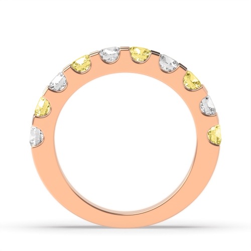 Channel Setting Round Rose Gold Shared claw alternate colored lab Eternity Diamond Rings