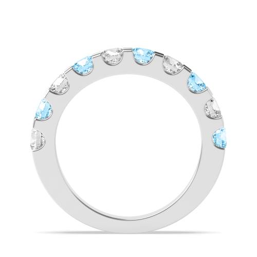 Channel Setting Round Shared claw alternate colored lab Blue Lab Grown Diamond Rings