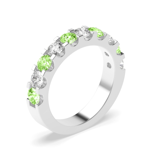 Channel Setting Round Shared claw alternate colored lab Green Lab Grown Diamond Rings
