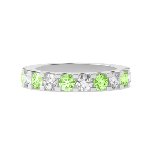 Channel Setting Round Shared claw alternate colored lab Green Lab Grown Diamond Rings