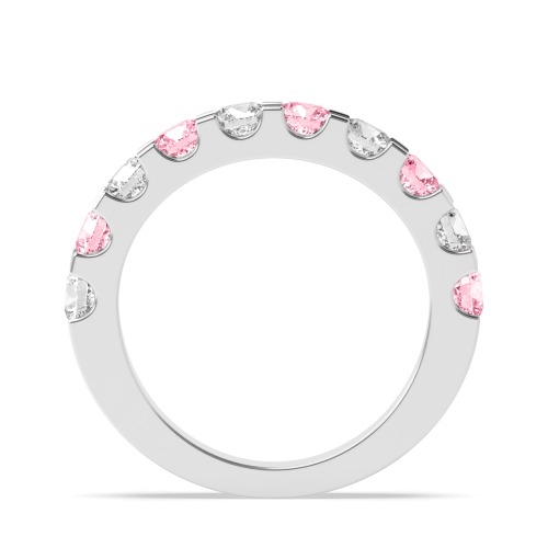 Channel Setting Round Shared claw alternate colored lab Pink Lab Grown Diamond Rings