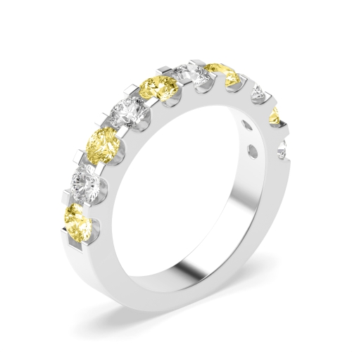 Channel Setting Round Shared claw alternate colored lab Naturally Mined Eternity Diamond Rings