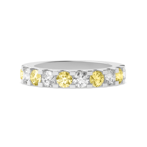 Channel Setting Round Shared claw alternate colored lab Naturally Mined Eternity Diamond Rings