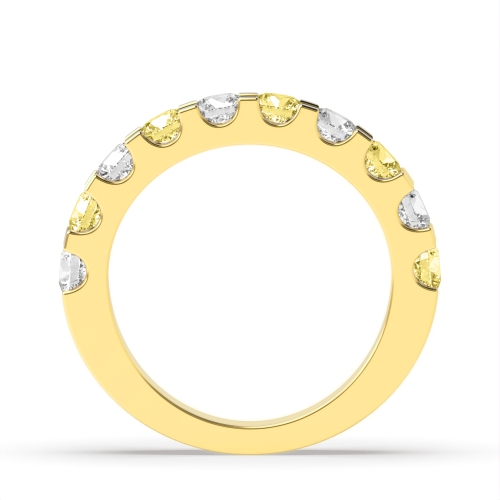 Channel Setting Round Yellow Gold Shared claw alternate colored lab Eternity Diamond Rings