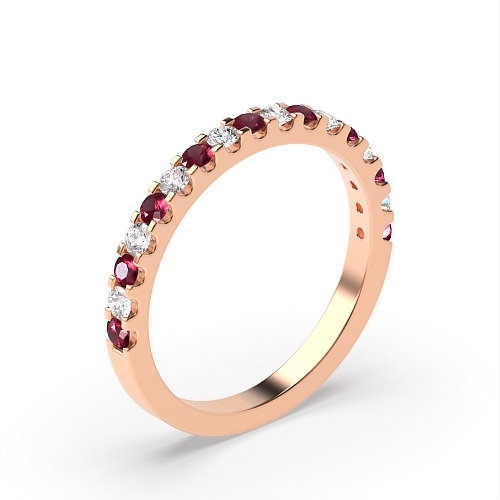 4 Prong Round Rose Gold Alternate diamond and Lab Grown Diamond Rings