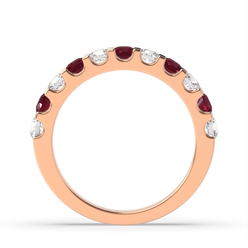 Channel Setting Round Rose Gold Alternate diamond and Lab Grown Diamond Rings