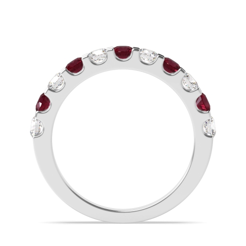 Channel Setting Round White Gold Alternate diamond and Naturally Mined Gemstone Diamond Rings